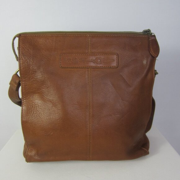 FOSSIL Women Large Brown Leather Organizer Crossbody Shoulder Bag Brass Hardware - Picture 6 of 15